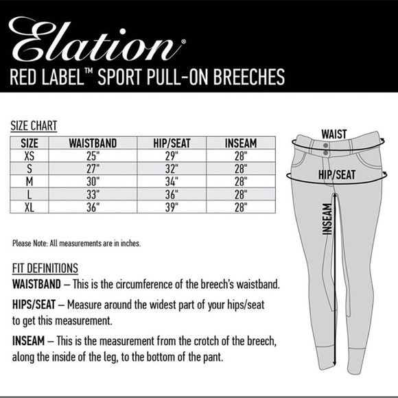 ELATION Red Label Athletic Sport Breeches Anti-Slip Silicone Knee Grip Small - Picture 3 of 10